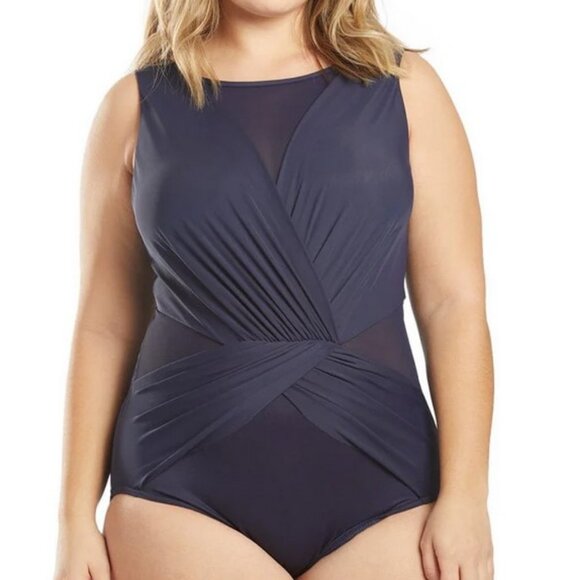 Miraclesuit Illusionists Palma One Piece Swimsuit Midnight Blue - Picture 1 of 11